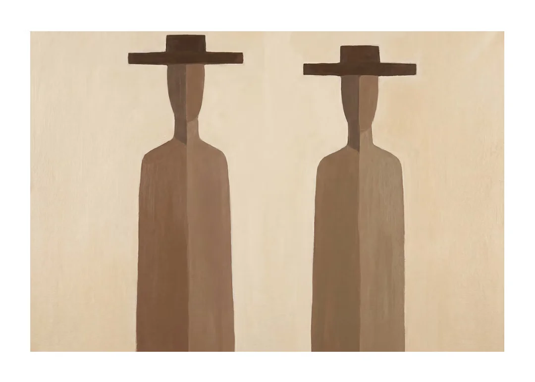 Abstract Wall Art Print, Beige Hat Decor Painting, Framed Canvas Poster, Minimalist Artwork for Living Room Bedroom Office