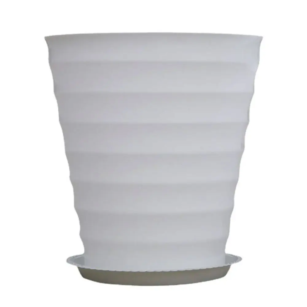 Modern Resin Planter Large Threaded Flower Pot With Saucer Thickened Plant Container For Home Office Garden Decor