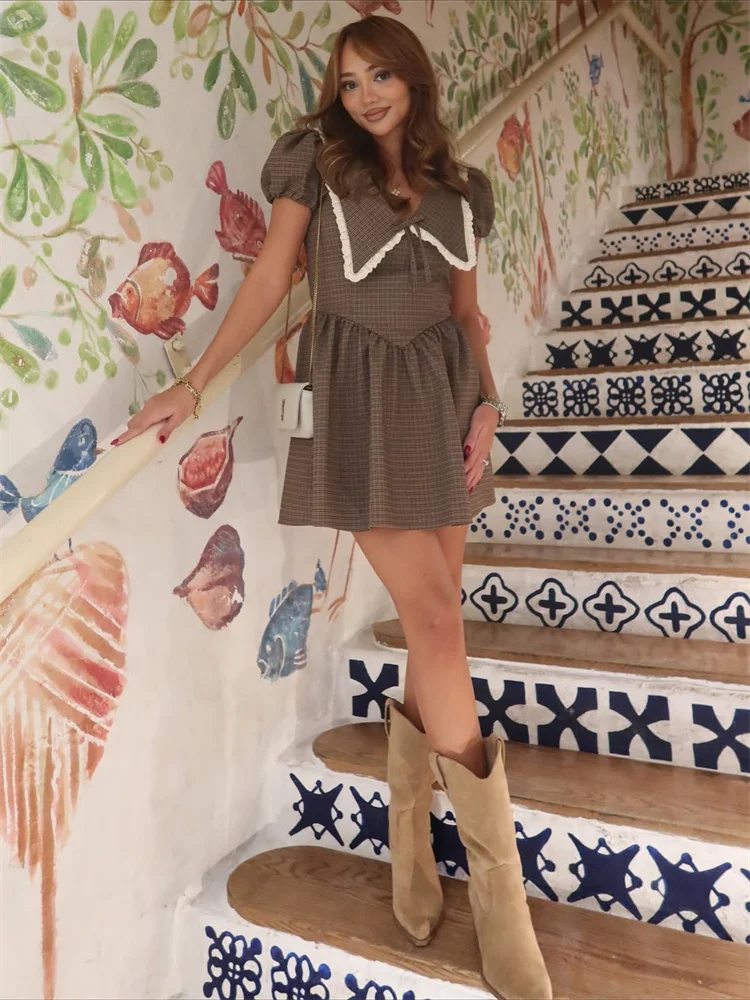 

Tossy Fashion V-Neck Tee Bow Mini Dress Female Patchwork High Waist Short Sleeve Commute Lace-Up Dress Women's Bodycon Dress New