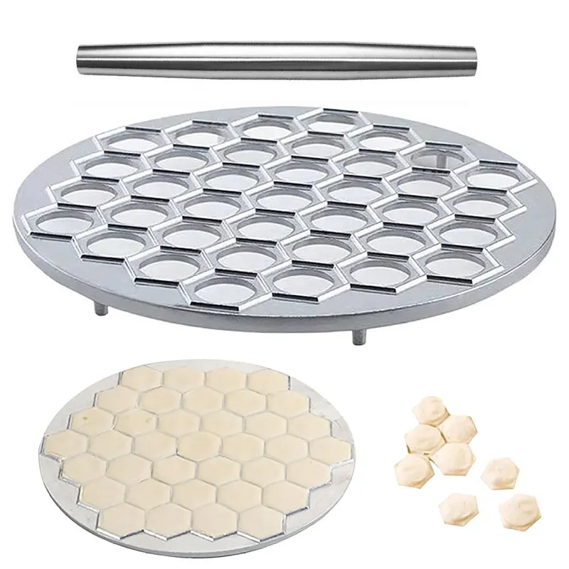 Molde de aluminio para hacer raviolis, utensilio de cocina para hacer Pasta y carne, 37 agujeros, cortador a presión