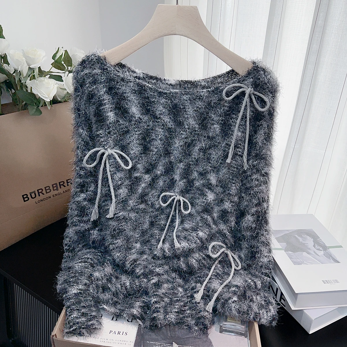 

2025 Autumn Winter Women Cashmere Sweater Loose Knitwear 2000s Aesthetic Pullovers Jumper Korean Fashion Mohair Cuddly Sweater