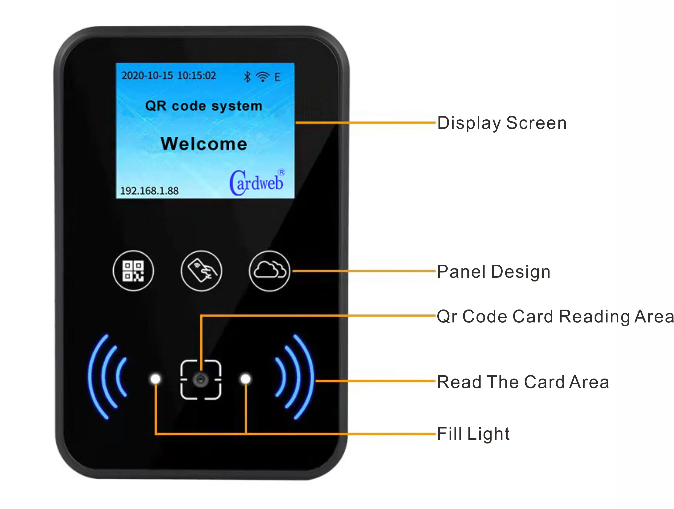 Schermo di visualizzazione a LED di alta qualità lettore NFC lettore di codici QR lettore di schede di controllo accessi in appartamento