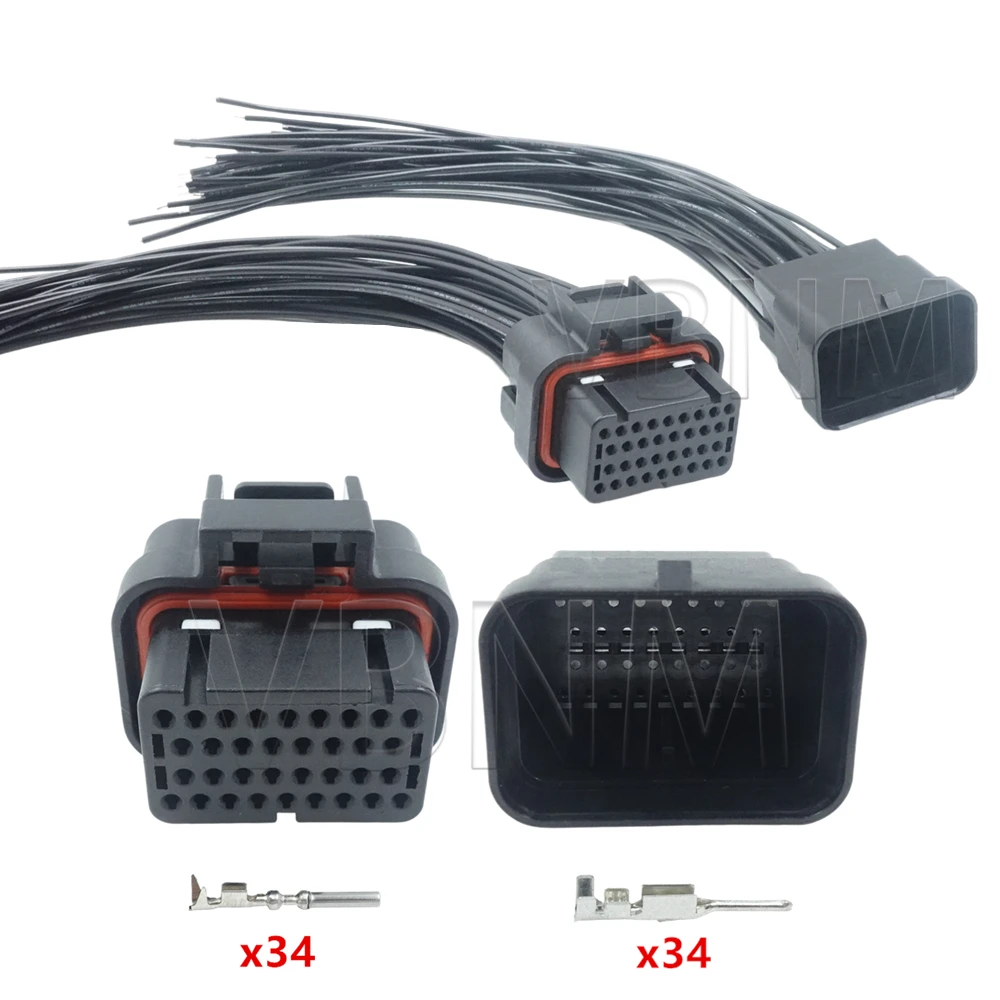 34 Pin 4-1437290-0 2-6447232-3 Auto Wiring Terminal Sockets With Cables  Automobile Waterproof Connector Assembly