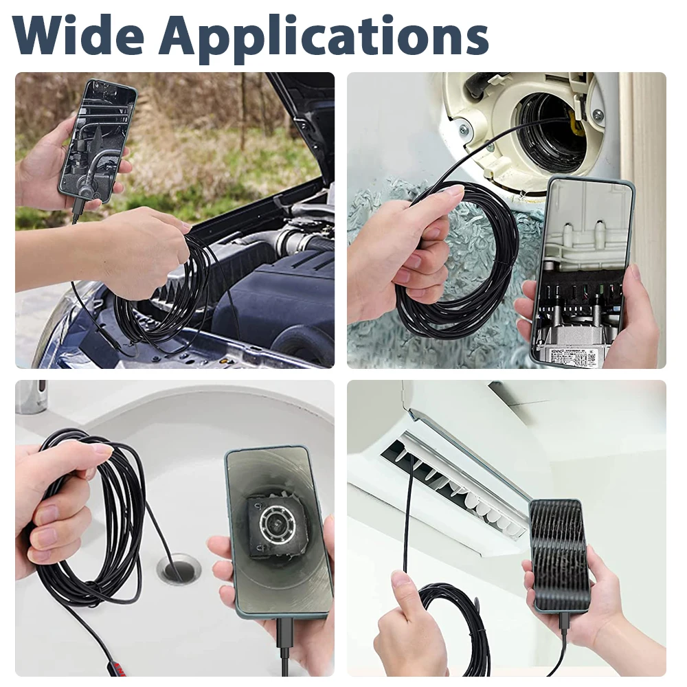 1080P Dual / Single Lens Hard Cable Mini Endoscope WiFi Waterproof Endoscope Inspection For Android IOS Car Sewer