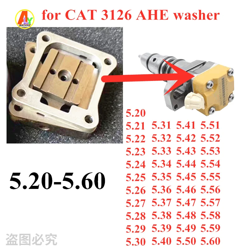 5PCS EUI EUP 3126 Injector Residual Air Gap Adjusting Washer Gaskets 5.20-5.60 for CAT Thickness Test Measuring Seat Micrometer