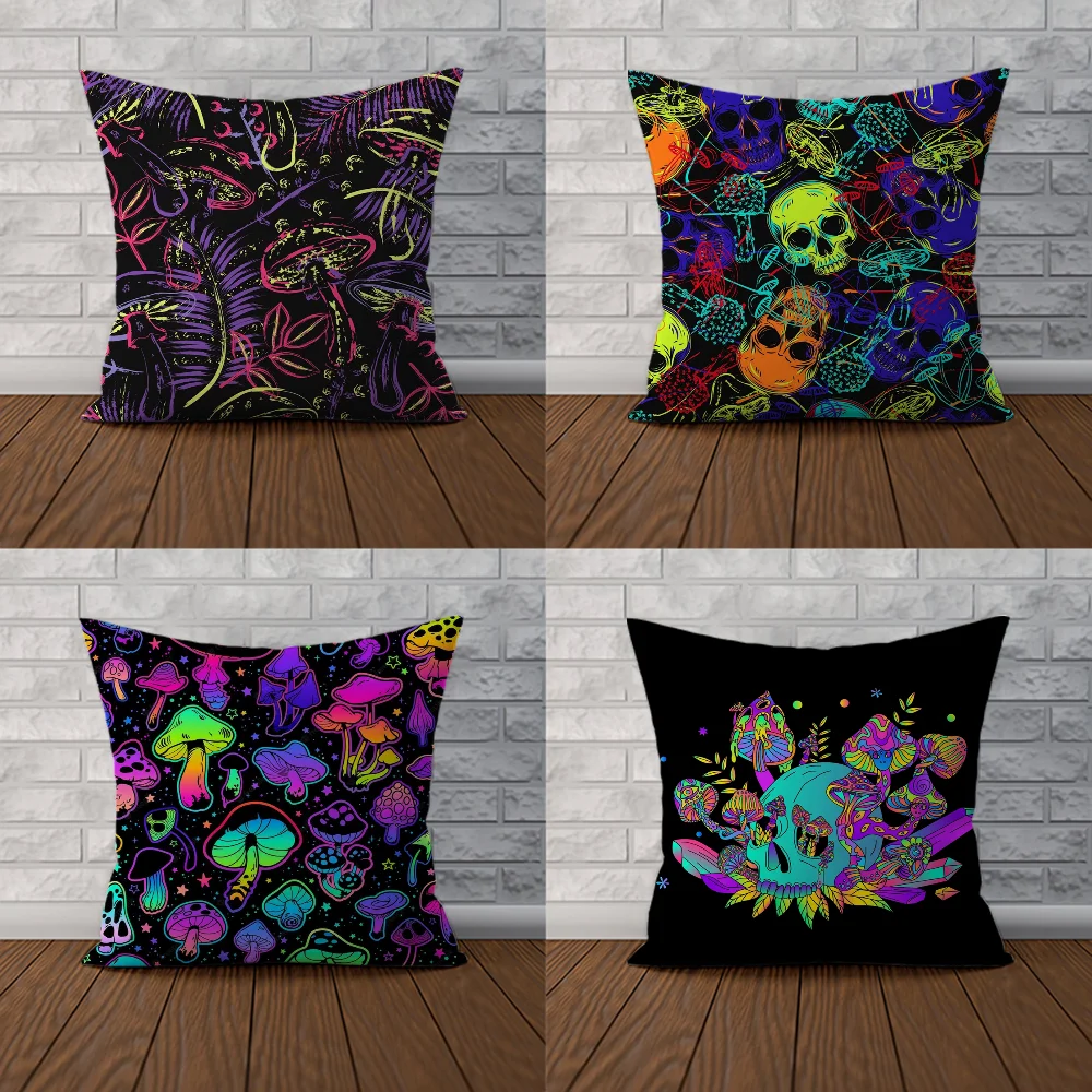 Fluorescent Mushroom Cushion Cover 40*40 Decorative Pillowcase Decor 40x40 Car Decoration Sofa Cushions Pillow Cases Decorative