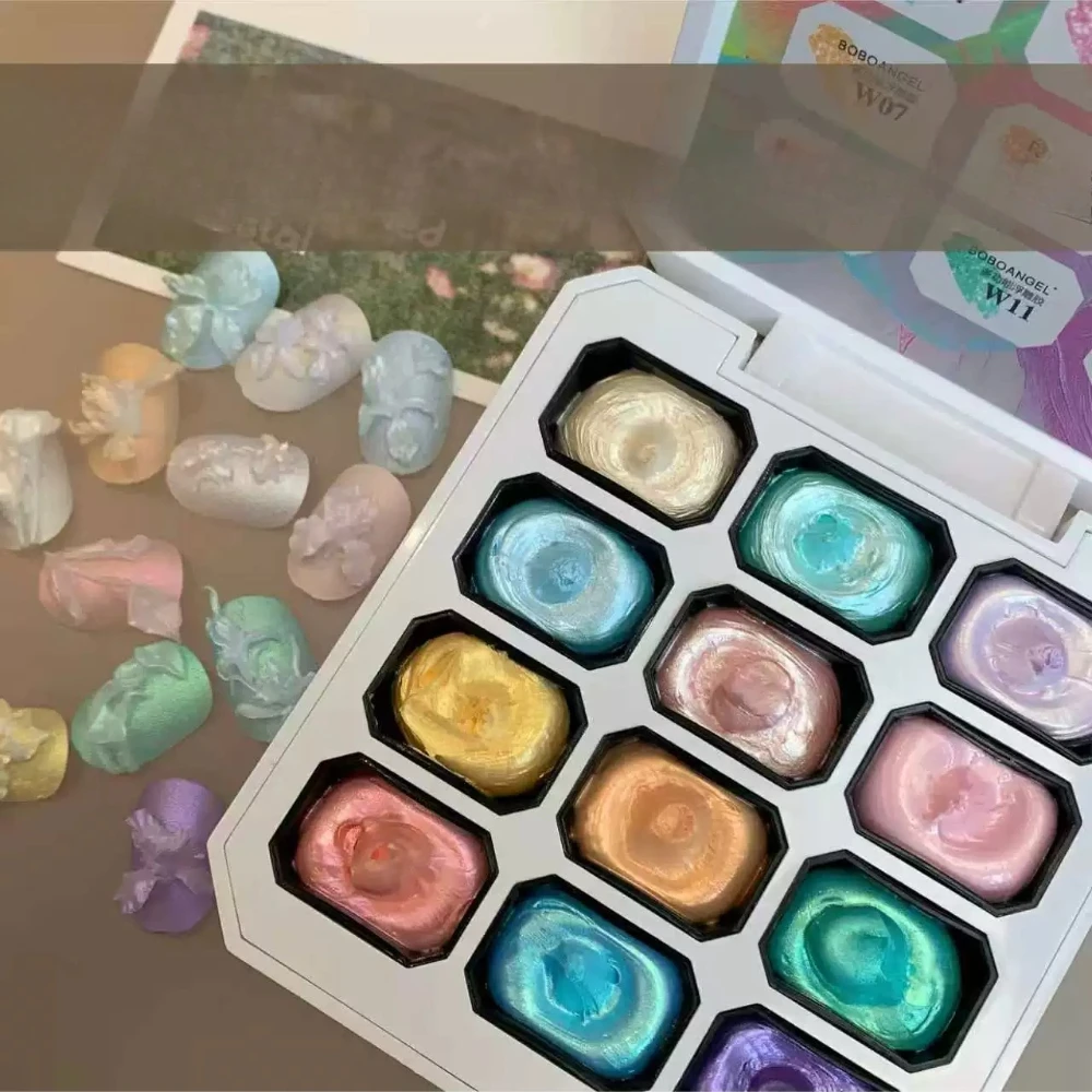 12Colors Aurora Mermaid Texture Modeling Gel 3D Carving Drawing Design Creative Nail Art UV/LED Gel Varnishes All For Manicure