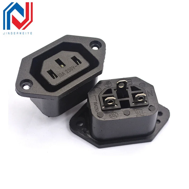 2PCS IEC320 C8 Black 2 Terminal Power Plug Inlet Socket AC 250V 2.5A AC Power Socket Connector Plug Copper Core  US EU Plug