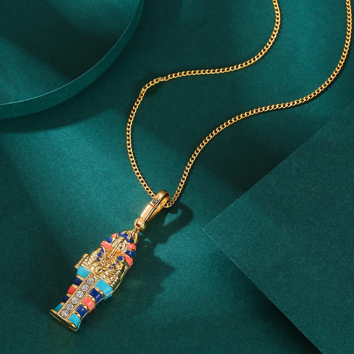 

1Pc Exquisite Enamel Glaze Openable Egyptian Pharaoh Pendant Necklace Jewelry Women's High-End Mummy Keychain Decor Gift