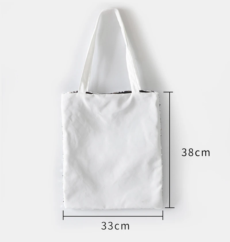 5pcs Shopping Bags Sublimation DIY Blank Patchwork Sequins Canvas Vertical Model Handbag