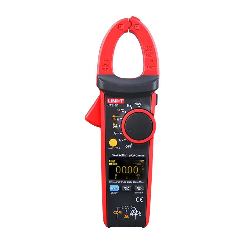 TECPEL UT216C 100A True RMS Clamp Meter Auto-Range Multimeter Frequency Measurement Digital Display 600V 20mF Capacitance 20M