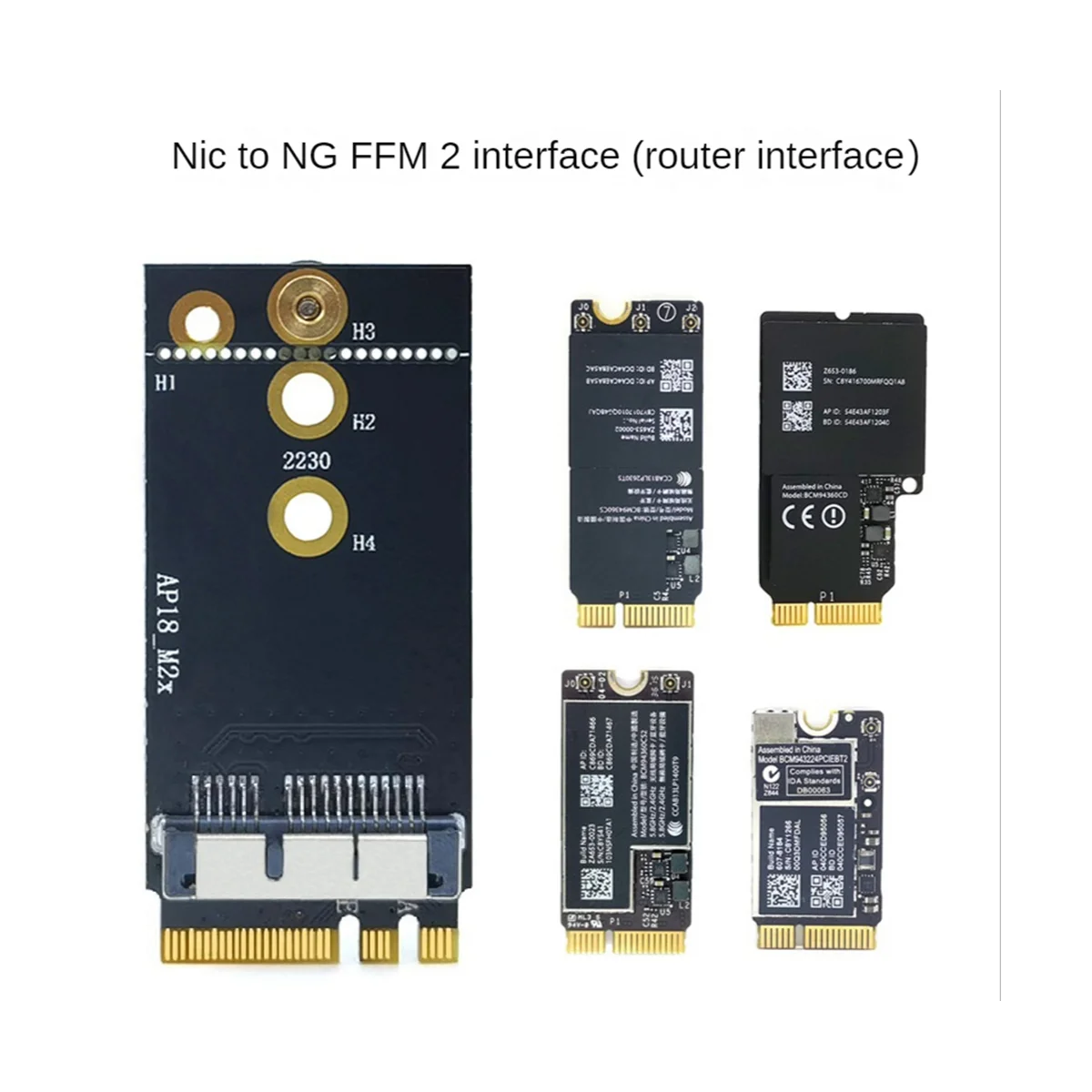 무선 네트워크 카드 어댑터 카드, NGFF M.2 키 A/E 어댑터 카드, BCM94360CS2 BCM94360 BCM943224 네트워크 카드용, 1 개