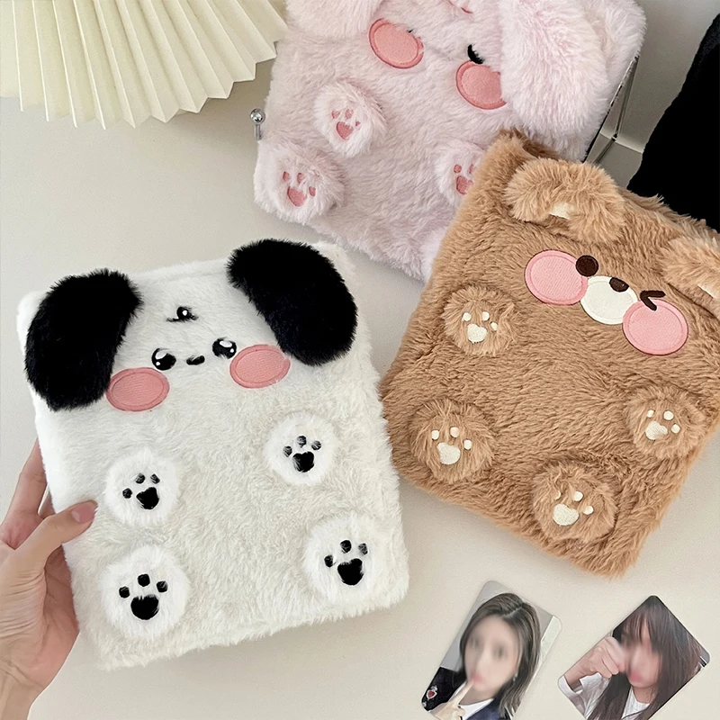 A6 Cartoon Plush Cover Binder Photocards Girl Cute Photo Album Idol PhotoCard Holder Collect Book School Stationery New