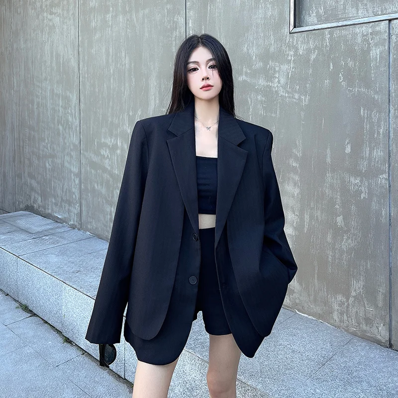 Casaco longo mulher blazer pescoço cor-bloqueada punhos férias solidcolor sleevebuttons noite beautyblue gradiente abotoado