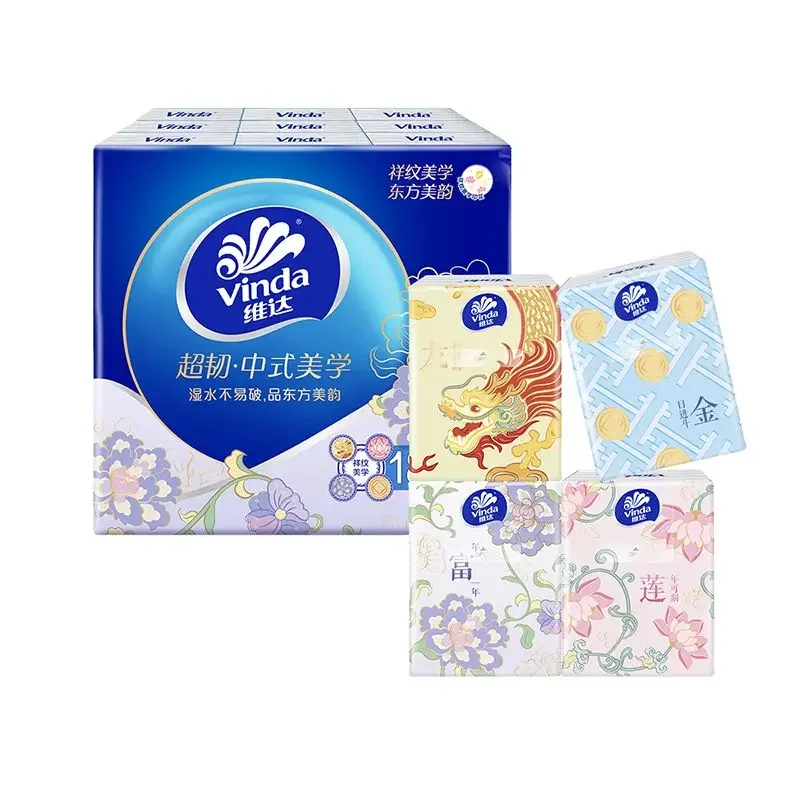 Chinese Aesthetics National Style Paper Towels 4 Layers Thickened Travel Portable Small Pack Napkins Facial Tissue 54 Packs