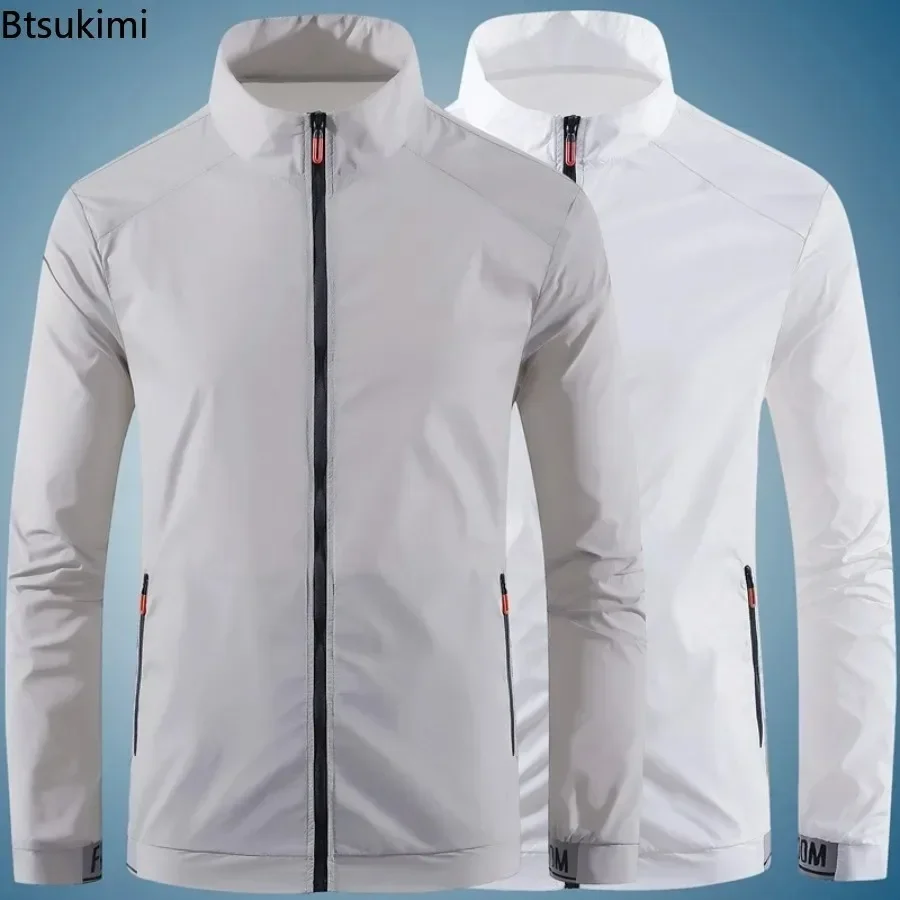 New Men's Breathable Lightweight Jacket Outdoor Sport Stand Collar Zipper Sunscreen Clothes Male Quick Dry Fishing Riding Coats