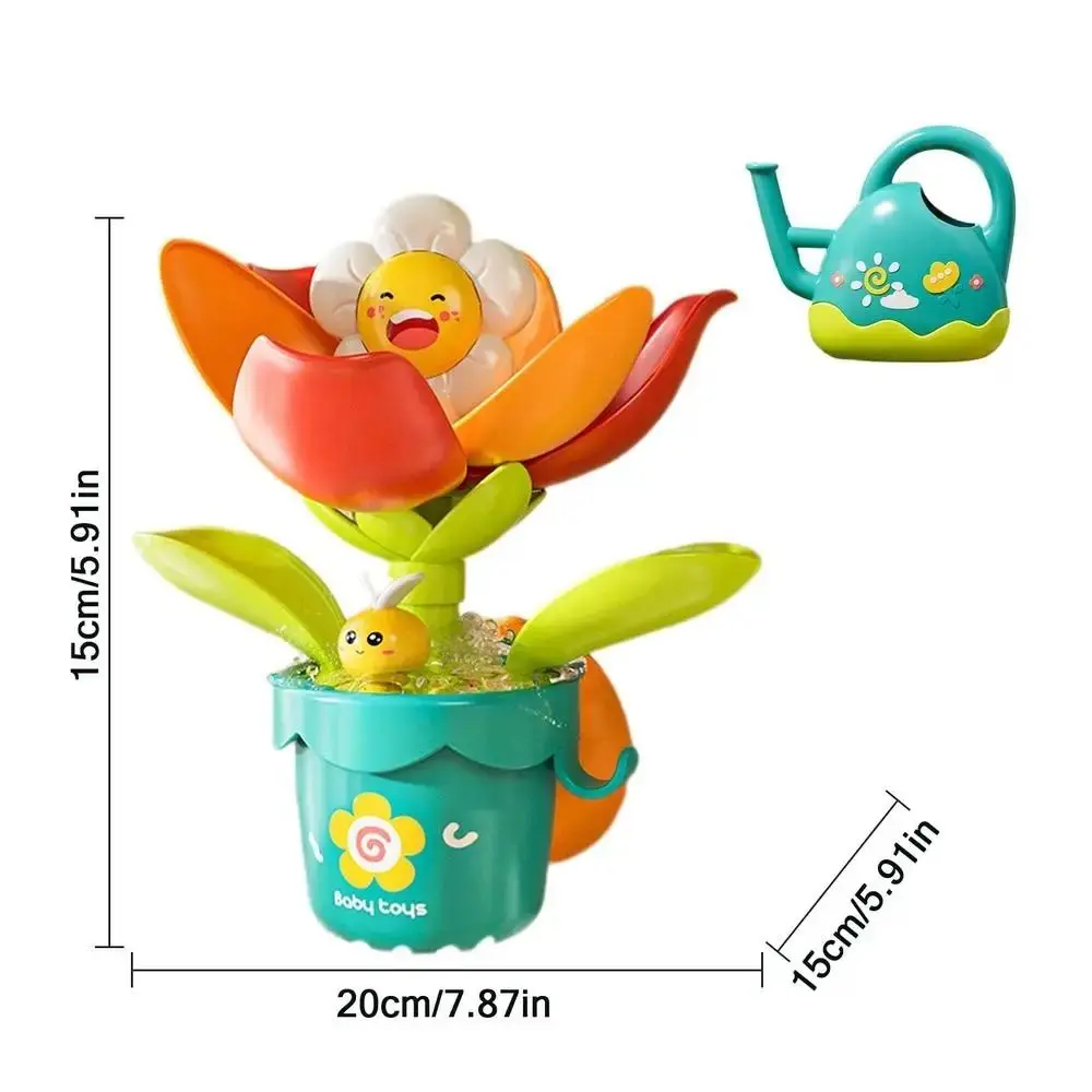 Jouets de bain de tournesol de dessin animé, jouets de douche, floraison lors de l'arrosage, jet d'eau Squ343, jouets d'eau de natation créatifs avec ventouse