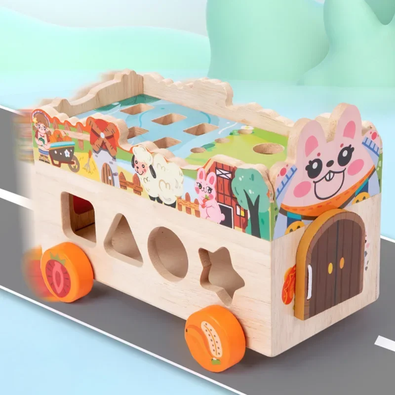 Beste Verkauf Magnetische Angeln Holz Tier Karotte Warenkorb Form Passenden Block Montessori kinder Puzzle Spielzeug