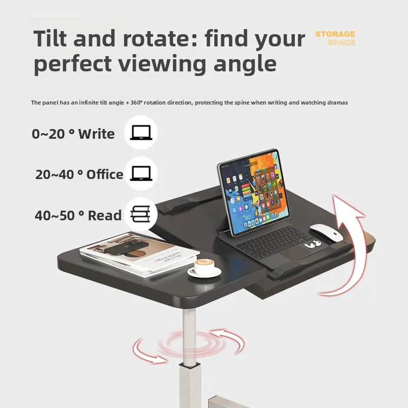 Adjustable Bedside Laptop Table Foldable Mobile Desk for Home Office Study Notebook