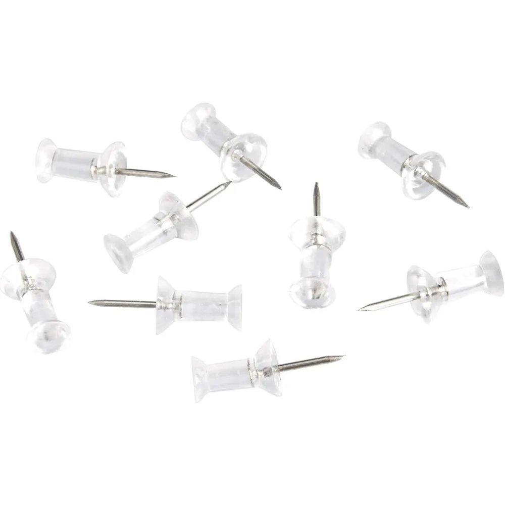 Push Pins, Clear Plastic Head, Steel Point for Cork Board, Bulletin Board, Maps, Photos, Posters, and Craft Projects, 100-Pack