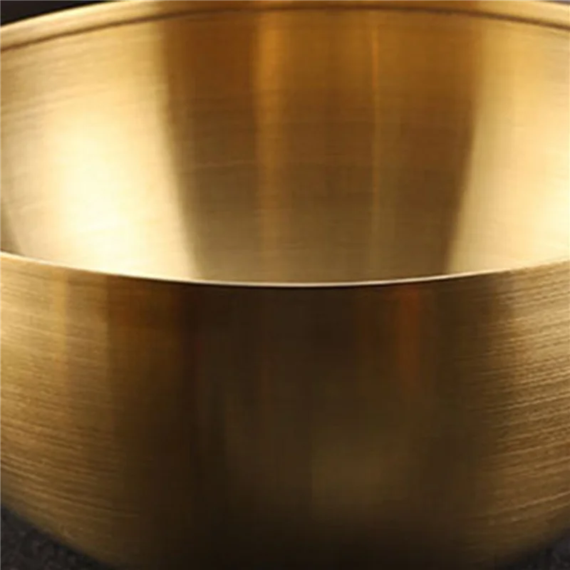 

ABUN-3X Large Capacity Stainless Steel Salad Bowls Korean Soup Rice Noodle Ramen Bowl Kitchen Food Container,Gold,20X9CM