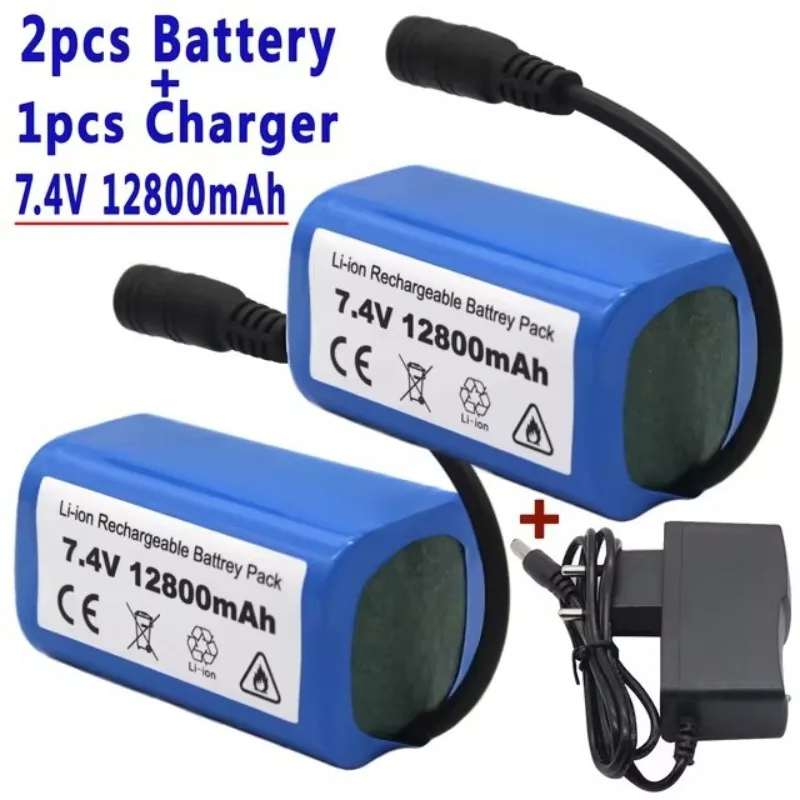 

7.4V 12800mAh RC Bait Boat Fishing 18650 Cell High Capacity Power Supply Replacement Parts Rechargeable Lithium ion Battery Pack
