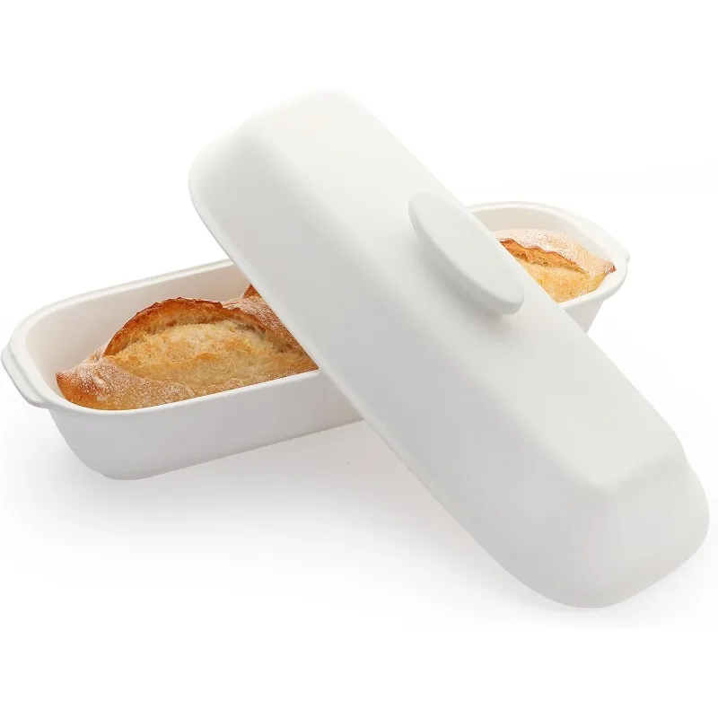 

Ceramic Loaf Pans for Baking Bread,Unglazed Stoneware Bakeware for Baking Homemade Loaves, Square Bread Baker