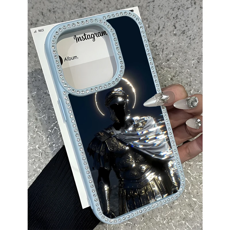 

Knight Man Shine Diamond Magnetic Phone Case for iPhone 17 Air 16 15 Pro Max 14 Plus 13 Pro 12 11 16E for Male Female Shockproof