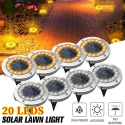 Luz de disco de energía Solar para exteriores, foco de decoración impermeable para jardín, patio, subterráneo, 8/20led