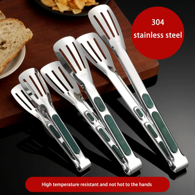 1pc Non Slip Stainless Steel Food Tongs Meat Salad Bread Clip Barbecue Grill Buffet Clamp Cooking Tools Kitchen Accessories