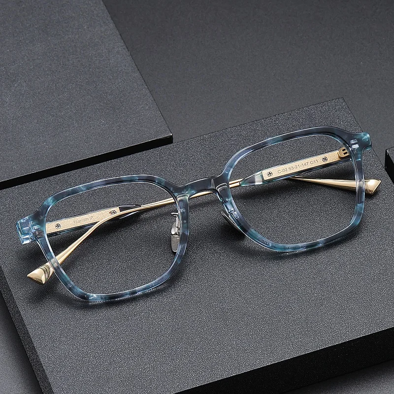 Ultra Light Sheet Eyeglass Frame Retro Square Men's And Women's Eyeglass Frame Anti Blue Light Optical Prescription Frame C-02