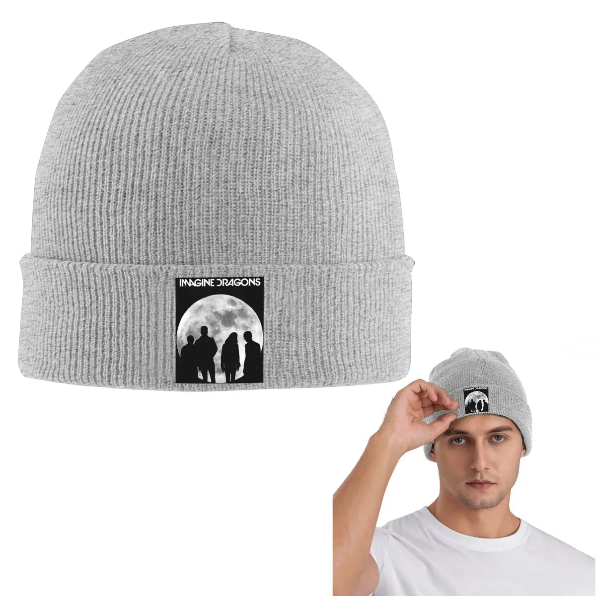 

Теплая вязаная шапка Imagine Dragons, модная шапка-капот, осенне-зимняя уличная шапка-бини, шапки для взрослых унисекс