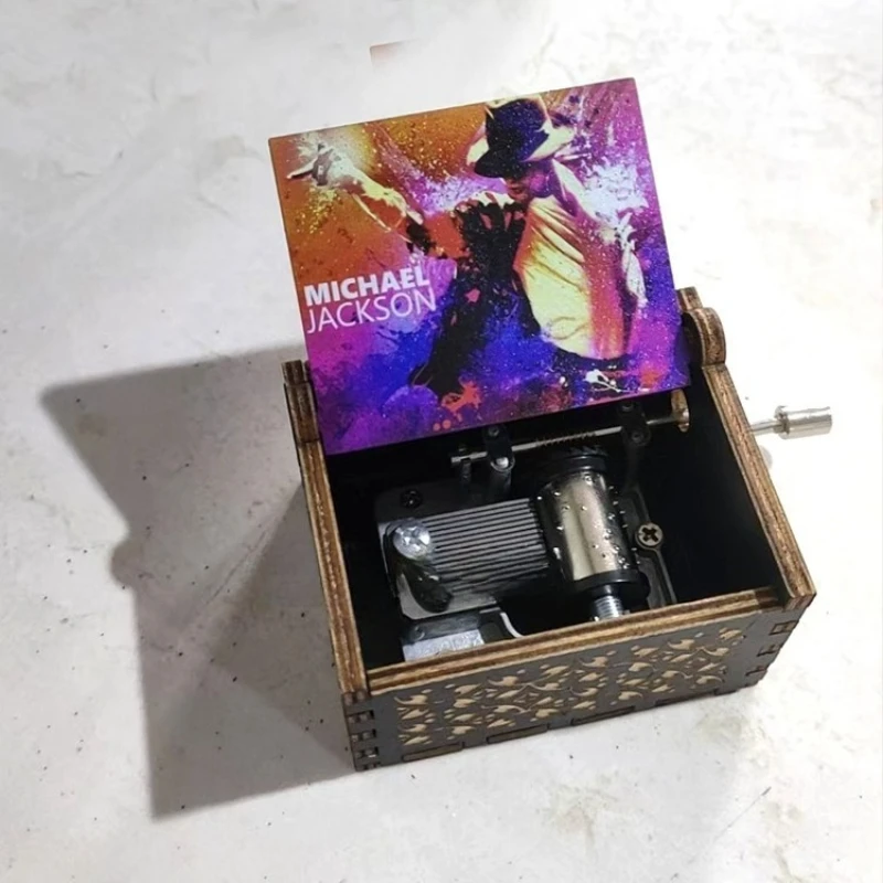 Hot Michael Jackson Wooden Music Box Hand-Cranked Retro Figurine
