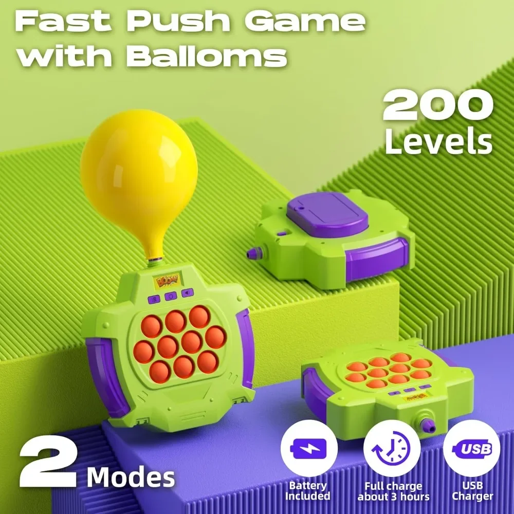 Juego Pop de empuje rápido con globos, juguetes iluminados Pop It Fidget para niños y adultos, juguete de empuje sensorial para apretar, juego de rompecabezas interactivo