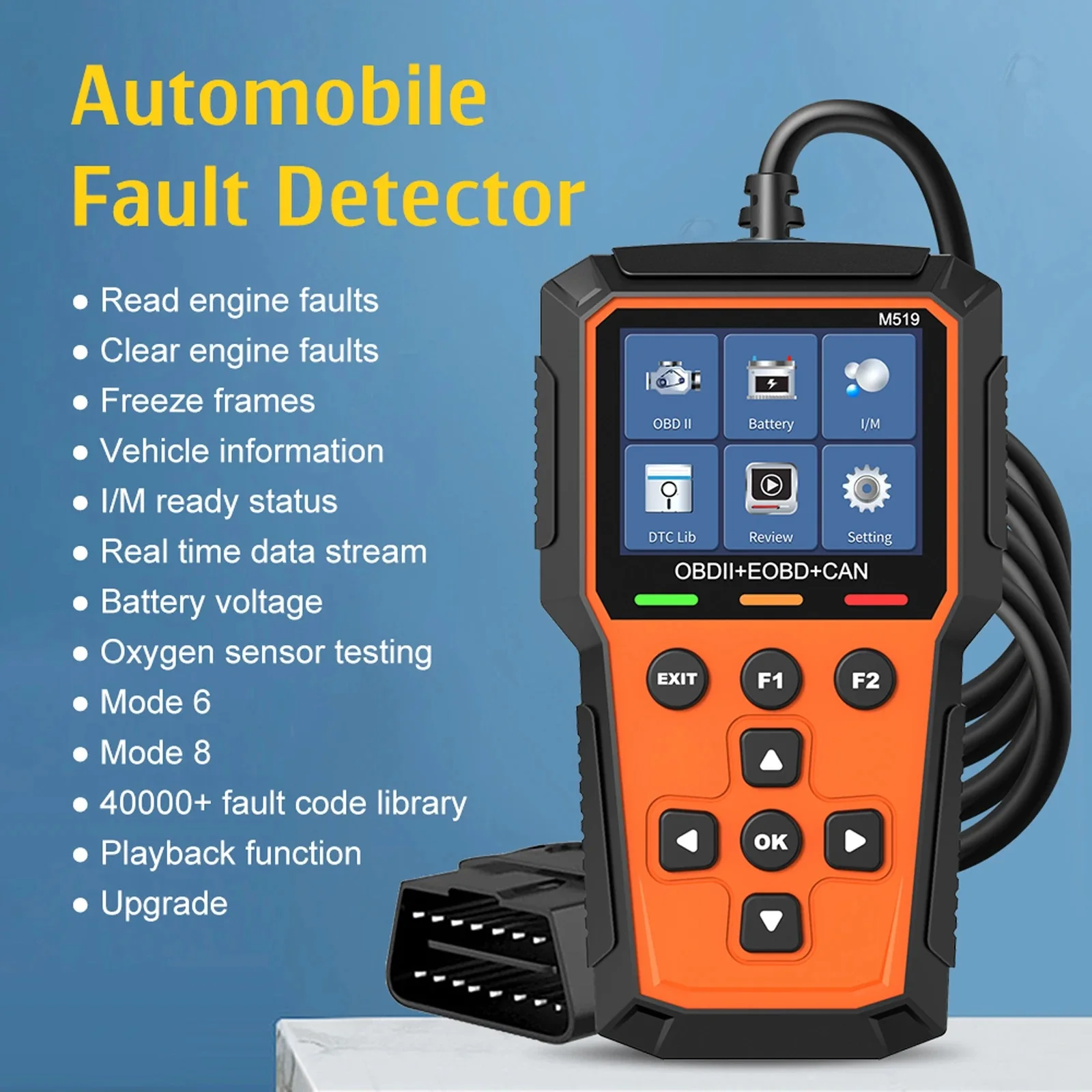 M519 Code Reader Obd2 Scanner Diagnostic Tool  Engine Fault Code Reader Protocol Cars Detection Decoding Instrument
