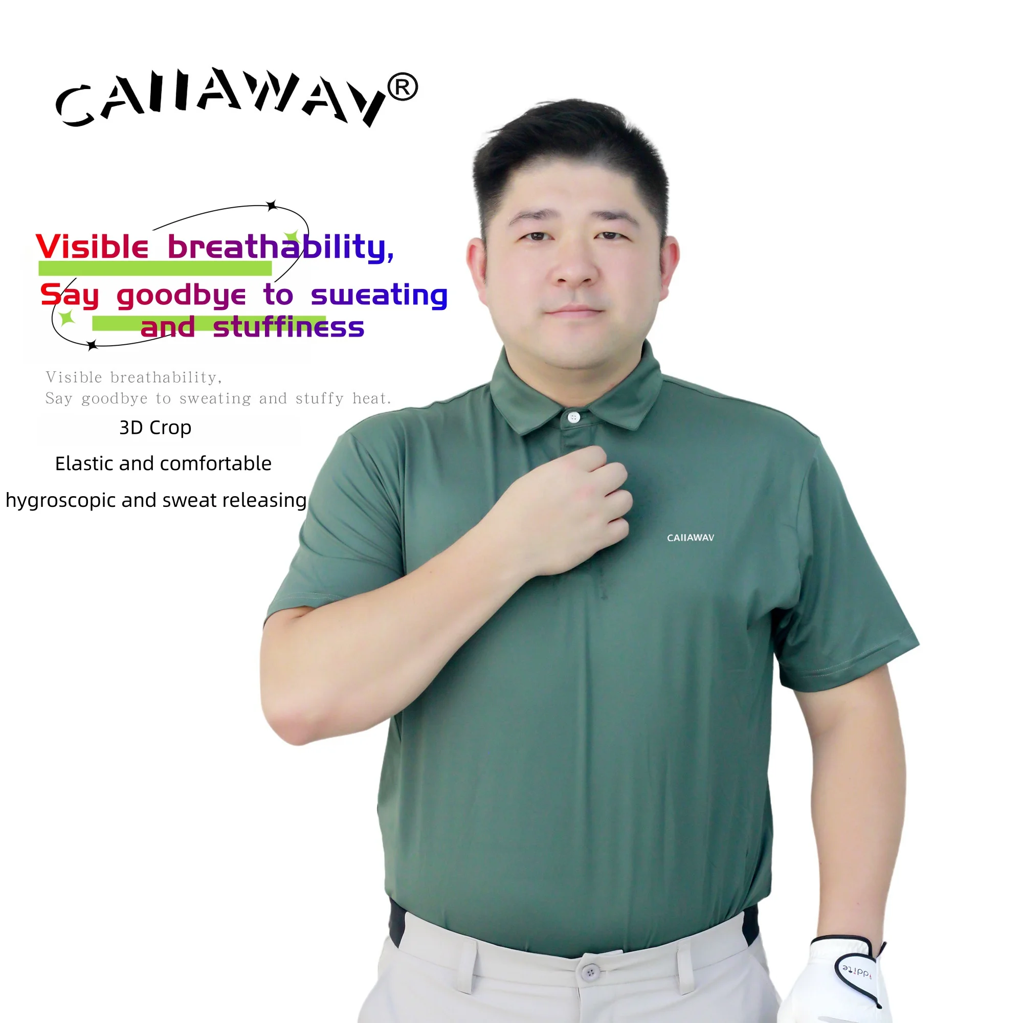 CAIIAWAV-T-Shirt Golf Masculina de Manga Curta, Top Respirável e de Secagem Rápida, Autêntica Camisa POLO, Novo