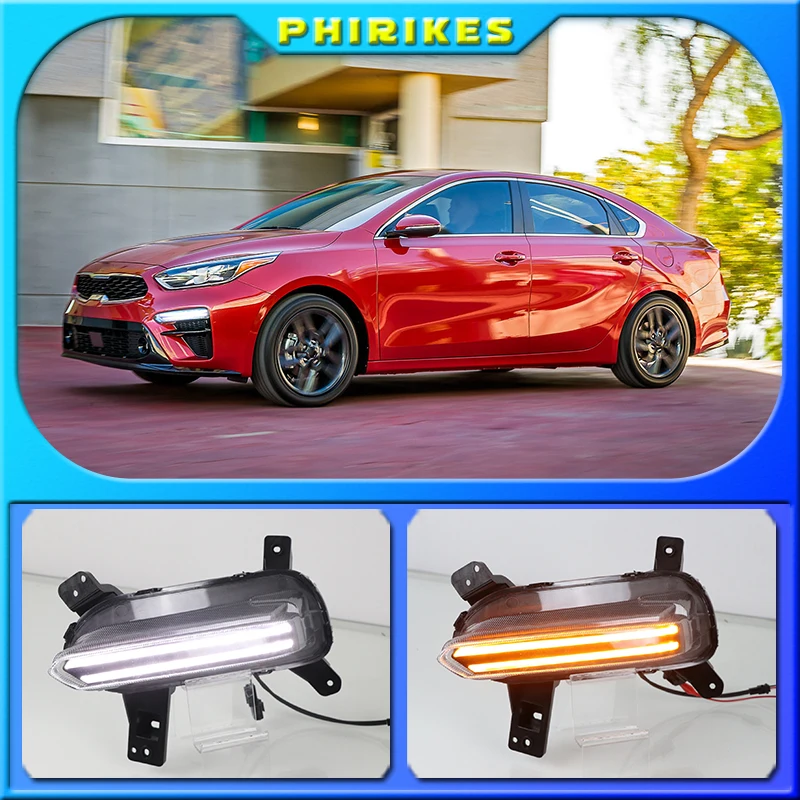 

2PCS LED Daytime Running Light For Kia K3 Cerato 2018 2019 2020 Flowing Turn Signal Relay 12V Car DRL Fog Lamp Decoration