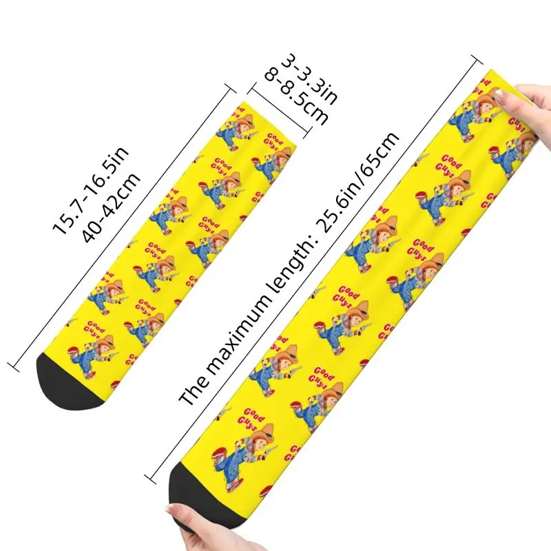 Cartoon Good Guys Cowboy Dress Socks for Men Women Warm Fashion Novelty Child's Play Chucky Crew Socks