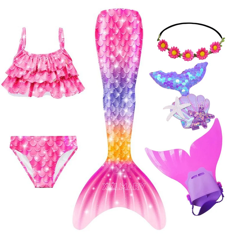 Kids Mermaid Tails for Girls Swimming Dresses Mermaid Swimsuit Purim Cosplay Costume Beach Mermaid Costume Bikini Swimming Suit