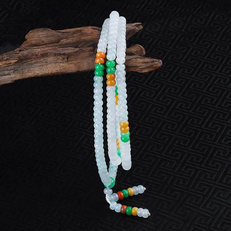 New Jewelry Explosion Three-color Beads Jadeite Necklace Natural Jade Pendant Rope Genuine