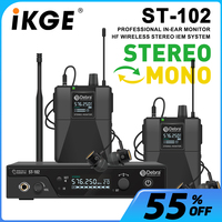 ST-102 UHF Stereo Professional Wireless In-Ear Monitor System with Bluetooth 5.0, 80-300m, for stage performances and bands