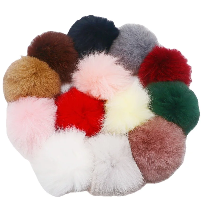 9cm Real Fox Pompoms Furballs Flutty Large Pompon Diy Handmade Keychain Children Hat Scarf Shoe Garment Jewelry Crafts Supplies