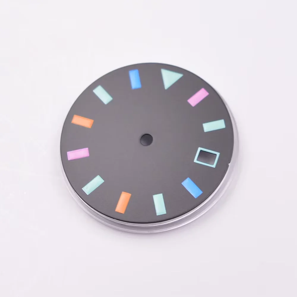 29mm watch color Color number dial fit NH35 NH35A movement luminous sterile dial