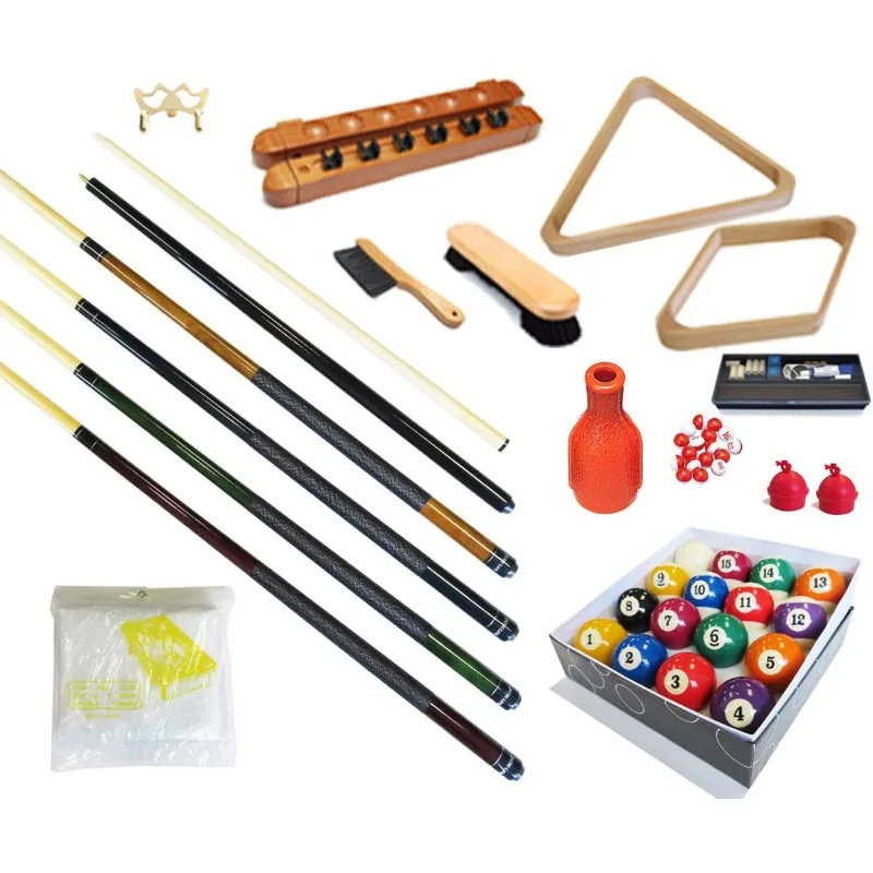 

Pool Table - Premium Billiard 32 Pieces Accessory Kit - Pool Cue Sticks Bridge Ball Sets