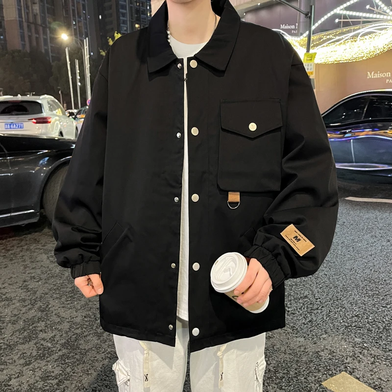 M-8XL Large Autumn Jacket New Trendy Brand Jacket Men's Flip Collar Jacket Collar Casual Loose Jacket