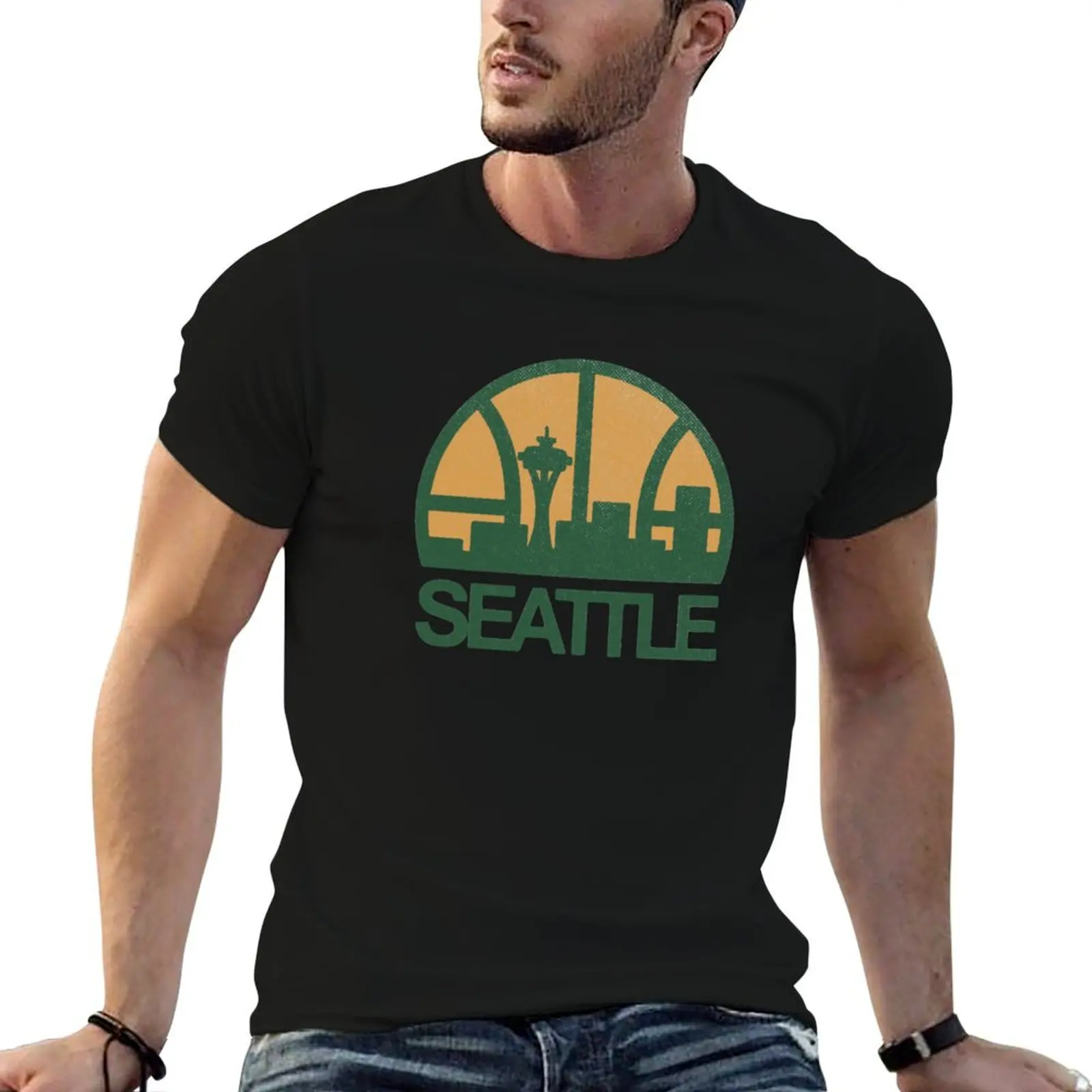 

mens graphic summer man t Seattle Sonics shirt T-Shirt shirts t