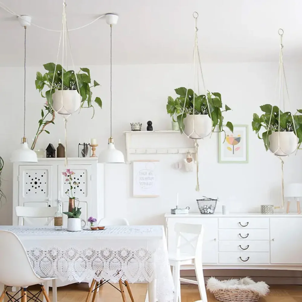 Bohemian Handwoven Macrame Plant Hanger Basket For Indoor Outdoor Garden Decoration Flower Pot Net Pocket Holder Tool