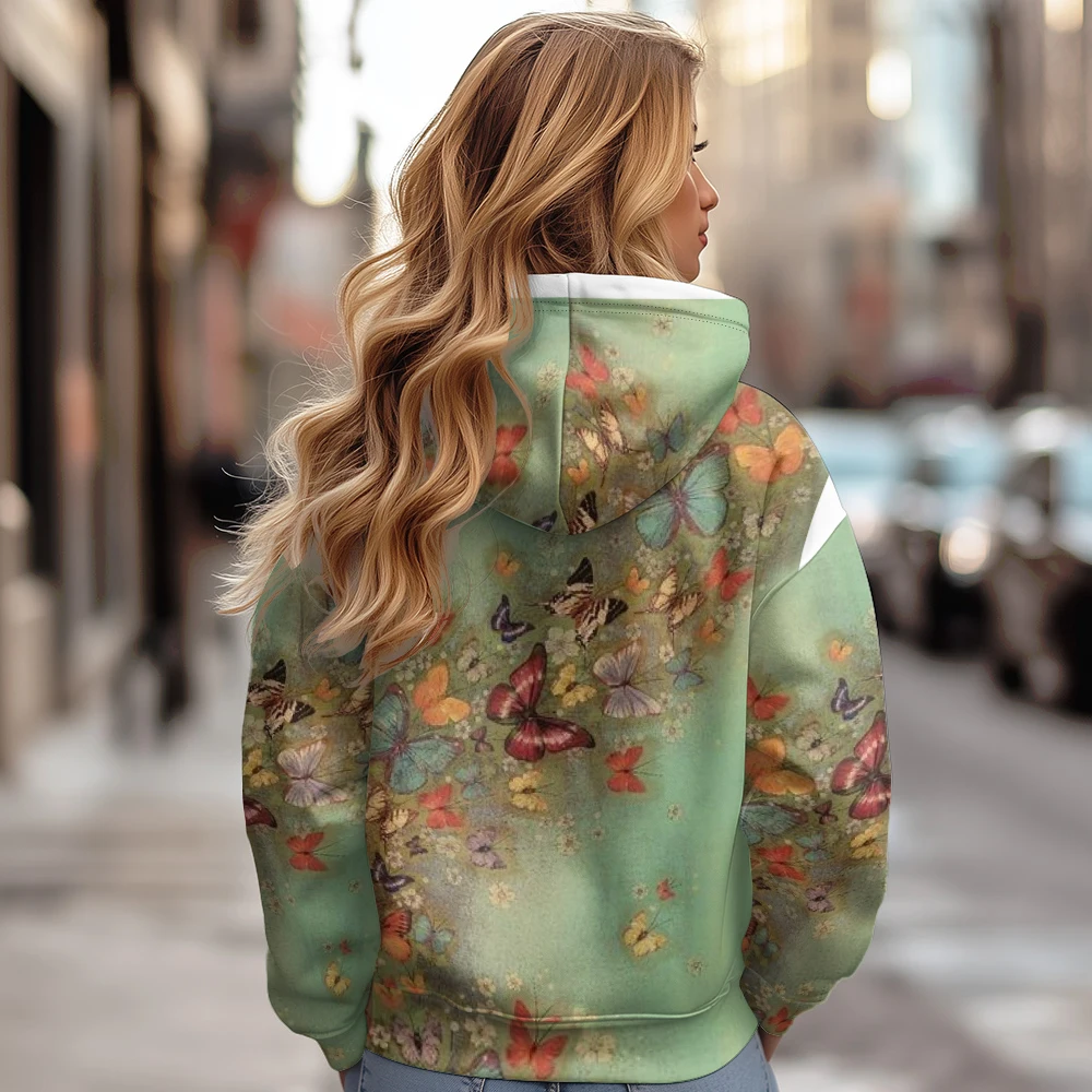 Women's Cotton Jacket,Female Solid Loose Puffer Hooded,Genjuku Style Butterfly Print Hooded Short Jacket Winter Coat Women