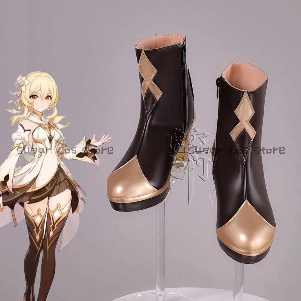 

Обувь для косплея Game Genshin Impact Traveler Lumine, новые кожаные ботинки из искусственной кожи, реквизит для Хэллоуина, карнавала, вечеринок, для женщин и мужчин