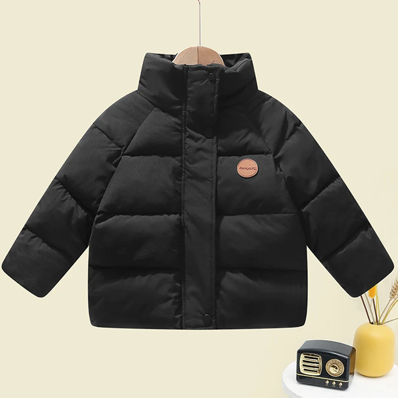 Baby Boys Down Cotton Jacket Autumn Winter Patchwork Thicken Keep Warm Stand Collar Outwear For 3-7 Years Kids Leisure Snowsuit